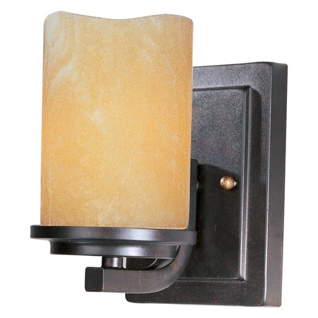 Maxim One Light Rustic Ebony Stone Candle Glass Wall Light 21141SCRE